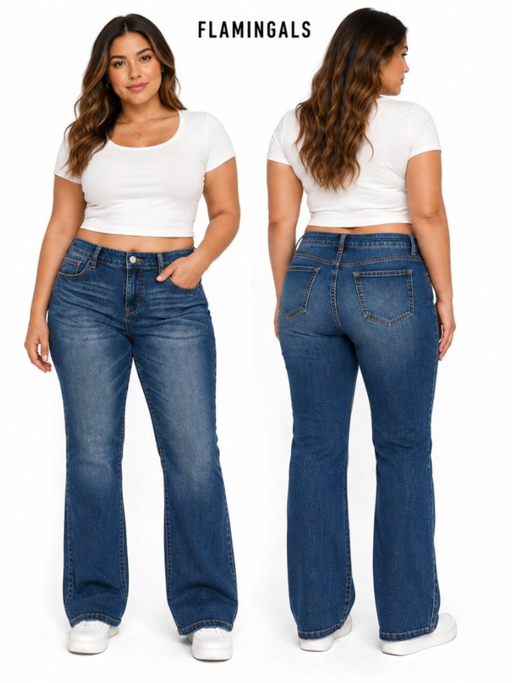 Flamingals Womens Bootcut Jeans Medium Wash Stretch Denim Size S 267677 CH